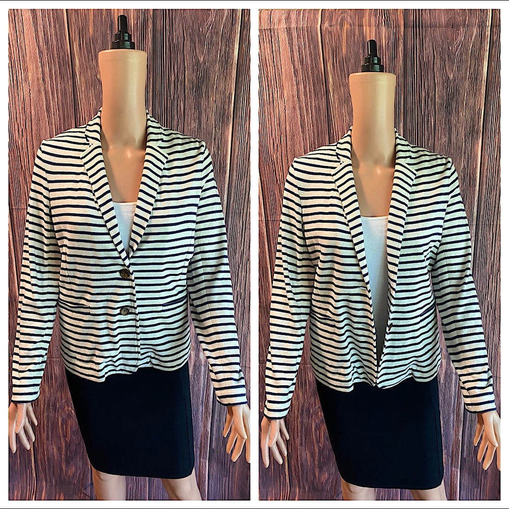 J.Crew size small navy blue and white horizontal stripped business casual